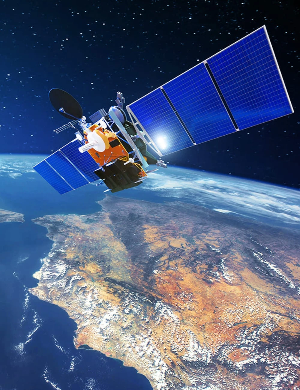Satélite de comunicaciones orbitando la Tierra